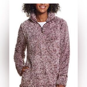 Weatherproof Vintage Women's Frosty Tipped Sherpa Pullover Sweater Small Wine